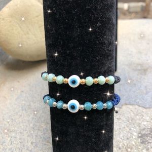 White evil eye bracelets